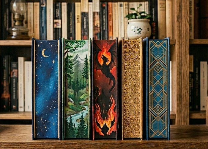 Livres avec tranches jaspées colorées